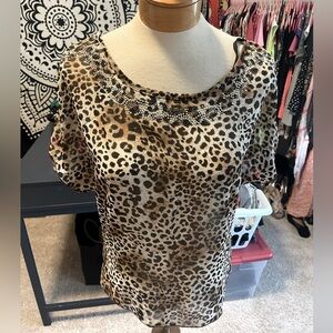 Shasa Cheetah blouse with bling on front